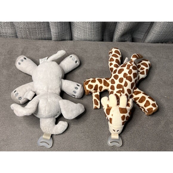 Philips AVENT Snuggle Pacifier Holder Elephant Giraffe Lovey Plush Stuffed Lot - Picture 2 of 14